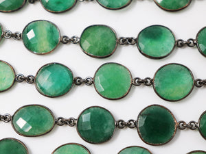 Dyed Emerald Oval Faceted Bezel Chain, (BC-DME-196) - Beadspoint