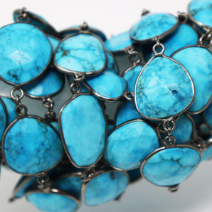 Turquoise Oval Faceted Bezel Chain, (BC-TUR-185) - Beadspoint