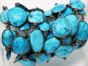 Turquoise Oval Faceted Bezel Chain, (BC-TUR-185) - Beadspoint