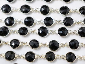 Black Onyx Coin Faceted Bezel Chain, (BC-BNX-178) - Beadspoint