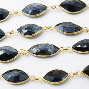 Pyrite Marquise Faceted Bezel Chain, (BC-PYR-190) - Beadspoint