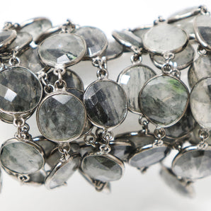 Black Rutile Oval Faceted Bezel Chain, (BC-BRT-189) - Beadspoint