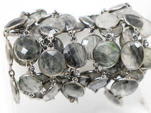 Black Rutile Oval Faceted Bezel Chain, (BC-BRT-189) - Beadspoint