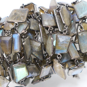 Labradorite Fancy Faceted Bezel Chain, (BC-LAB-214) - Beadspoint