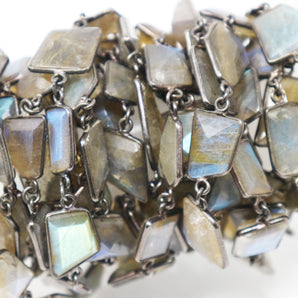 Labradorite Fancy Faceted Bezel Chain, (BC-LAB-214) - Beadspoint