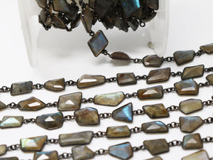 Labradorite Fancy Faceted Bezel Chain, (BC-LAB-214) - Beadspoint