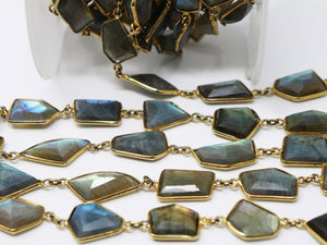 Labradorite Fancy Faceted Bezel Chain, (BC-LAB-215) - Beadspoint
