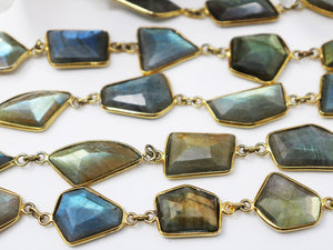 Labradorite Fancy Faceted Bezel Chain, (BC-LAB-215) - Beadspoint
