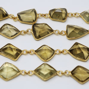 Whistkey Topaz Fancy Faceted Bezel Chain, (BC-WTZ-201) - Beadspoint