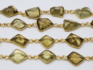 Whistkey Topaz Fancy Faceted Bezel Chain, (BC-WTZ-201) - Beadspoint