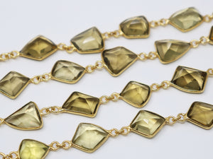 Whistkey Topaz Fancy Faceted Bezel Chain, (BC-WTZ-201) - Beadspoint