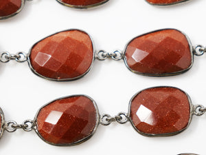 Sunstone Oval Faceted Bezel Chain, (BC-SST-198) - Beadspoint