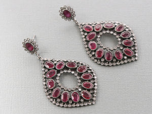 Pave Diamond Ruby Earrings, (DER-1008) - Beadspoint