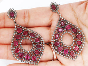 Pave Diamond Ruby Earrings, (DER-1008) - Beadspoint