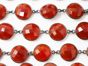 Carnelian Coin Faceted Bezel Chain, (BC-CAR-197) - Beadspoint