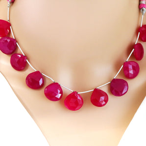 Fuchsia Pink Chalcedony Faceted Heart Drops, 17 mm, Rich Color, Chalcedony Gemstone Beads, (CLFP-HRT-17)(157)