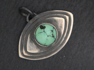 Sterling Silver Artisan Turquoise Evil Eye Pendant, (SP-5335) - Beadspoint