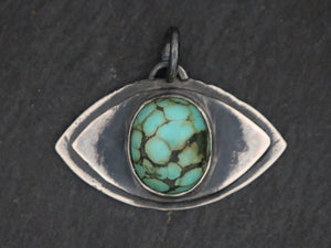 Sterling Silver Artisan Turquoise Evil Eye Pendant, (SP-5331) - Beadspoint