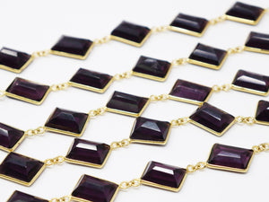 Amethyst Fancy Faceted Bezel Chain, (BC-AME-207) - Beadspoint