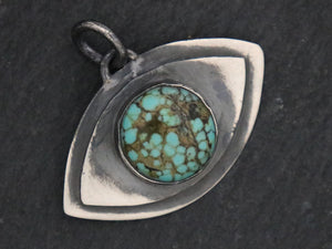 Sterling Silver Artisan Turquoise Evil Eye Pendant, (SP-5334) - Beadspoint
