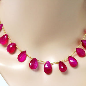 Fuchsia Pink Chalcedony Faceted Pear Drops, 10x13 mm, (CLFP-PR-10x13)(158)