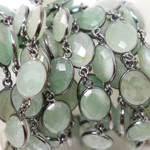 Green Aqua Oval Faceted Bezel Chain, (BC-GAQ-209) - Beadspoint