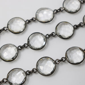 Rock Crystal Coin Faceted Bezel Chain, (BC-CRY-205) - Beadspoint