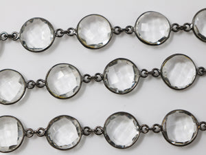 Rock Crystal Coin Faceted Bezel Chain, (BC-CRY-205) - Beadspoint
