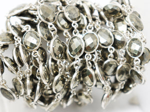 Pyrite Oval Faceted Bezel Chain, (BC-PYR-203) - Beadspoint