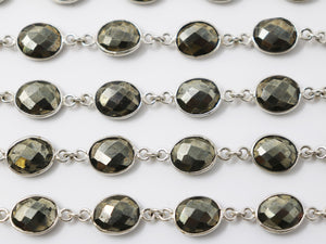 Pyrite Oval Faceted Bezel Chain, (BC-PYR-203) - Beadspoint