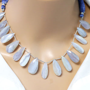 Ice Chalcedony Faceted Pear Drops, 11x24 mm, Rich Color, Chalcedony Gemstone Beads, (CLICE-PR-11x24)(165)