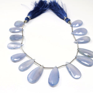 Ice Chalcedony Faceted Pear Drops, 11x15-14x31 mm, Rich Color, Chalcedony Gemstone Beads, (CLICE-PR-11x15-14x31)(168)