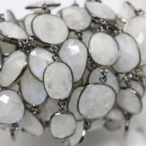 Rainbow Moonstone Oval Faceted Bezel Chain, (BC-RNB-225) - Beadspoint