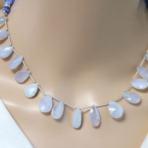 Ice Chalcedony Faceted Pear Drops, 10x15 mm, Rich Color, Chalcedony Gemstone Beads, (CLICE-PR-10x15)(166)