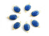 Gold Plated Faceted Sapphire Chalcedony Oval Connector, 12x15 mm (BZC-7371)