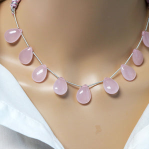 Rose Pink Chalcedony Faceted Pear Drops, 13x16 mm, Rich Color, Chalcedony Gemstone Beads, (CLRS-PR-13x16)(169)