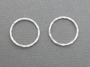 2 Pcs, Sterling Silver hammered Circle (LC-30) - Beadspoint