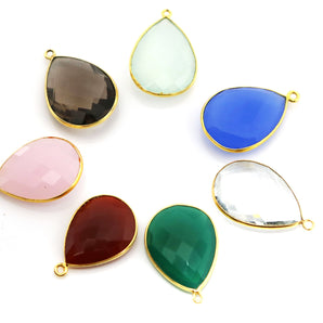 Gold Plated Faceted Pear Drop, 18x24 mm,  (BZC-7426) - Beadspoint