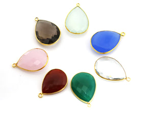 Gold Plated Faceted Pear Drop, 18x24 mm,  (BZC-7426) - Beadspoint