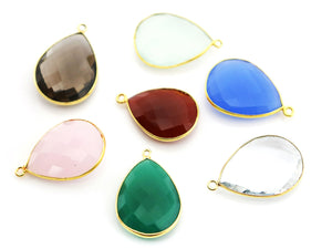 Gold Plated Faceted Pear Drop, 18x24 mm,  (BZC-7426) - Beadspoint