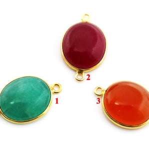 Gold Plated Smooth Corrundum Bezel, 17x15 mm, Multiple Gemstones (BZC-7440) - Beadspoint
