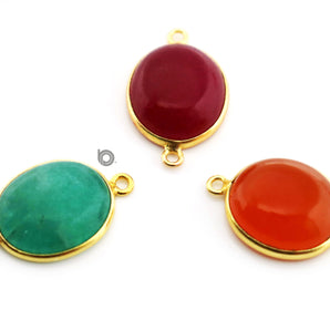 Gold Plated Smooth Corrundum Bezel, 17x15 mm, Multiple Gemstones, (BZC-7440) - Beadspoint