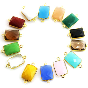 Gold Plated Faceted Chicklet Connector, 15x20 mm, (BZC-7450) - Beadspoint