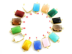 Gold Plated Faceted Chicklet Connector, 15x20 mm, (BZC-7450) - Beadspoint