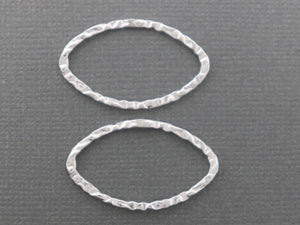2 Pcs, Sterling Silver Hammered Marquies Link (LC-40) - Beadspoint