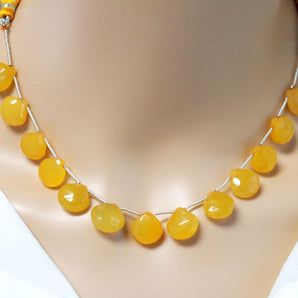 Mango Chalcedony Faceted Heart Drops, 11-12 mm, Rich Color, Chalcedony Gemstone Beads, (CLMA-HRT-11-12)(172)