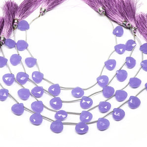 Lavender Chalcedony Faceted Heart Drops, 12 mm, Rich Color, Chalcedony Gemstone Beads, (CLLA-HRT-12)(173)