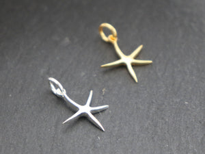 2 PCS Sterling Silver Starfish Charms (HT-8254) - Beadspoint