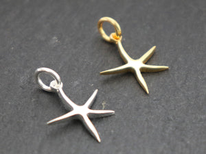 2 PCS Sterling Silver Starfish Charms (HT-8254) - Beadspoint