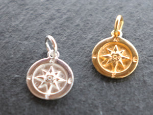 2 PCS Sterling Silver Compass Charms (HT-8255) - Beadspoint